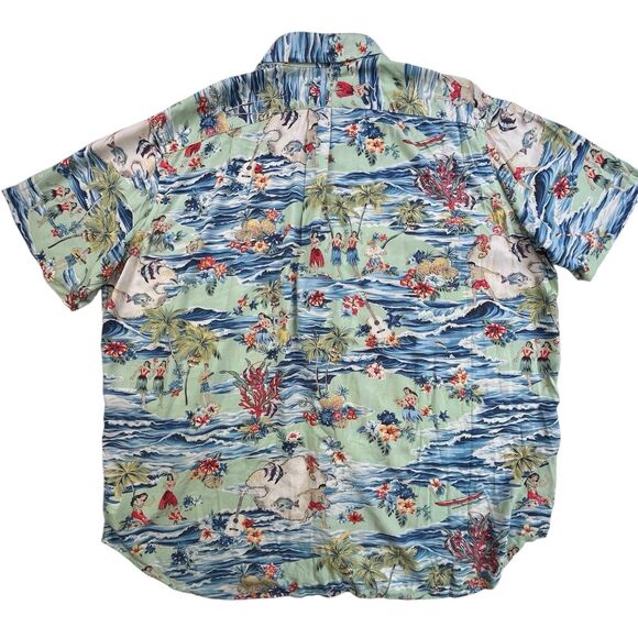 Polo Ralph Lauren Hawaiian Shirt 1XB Hula Girl Palm Tree Ukulele Beach Viscose - Picture 7 of 11